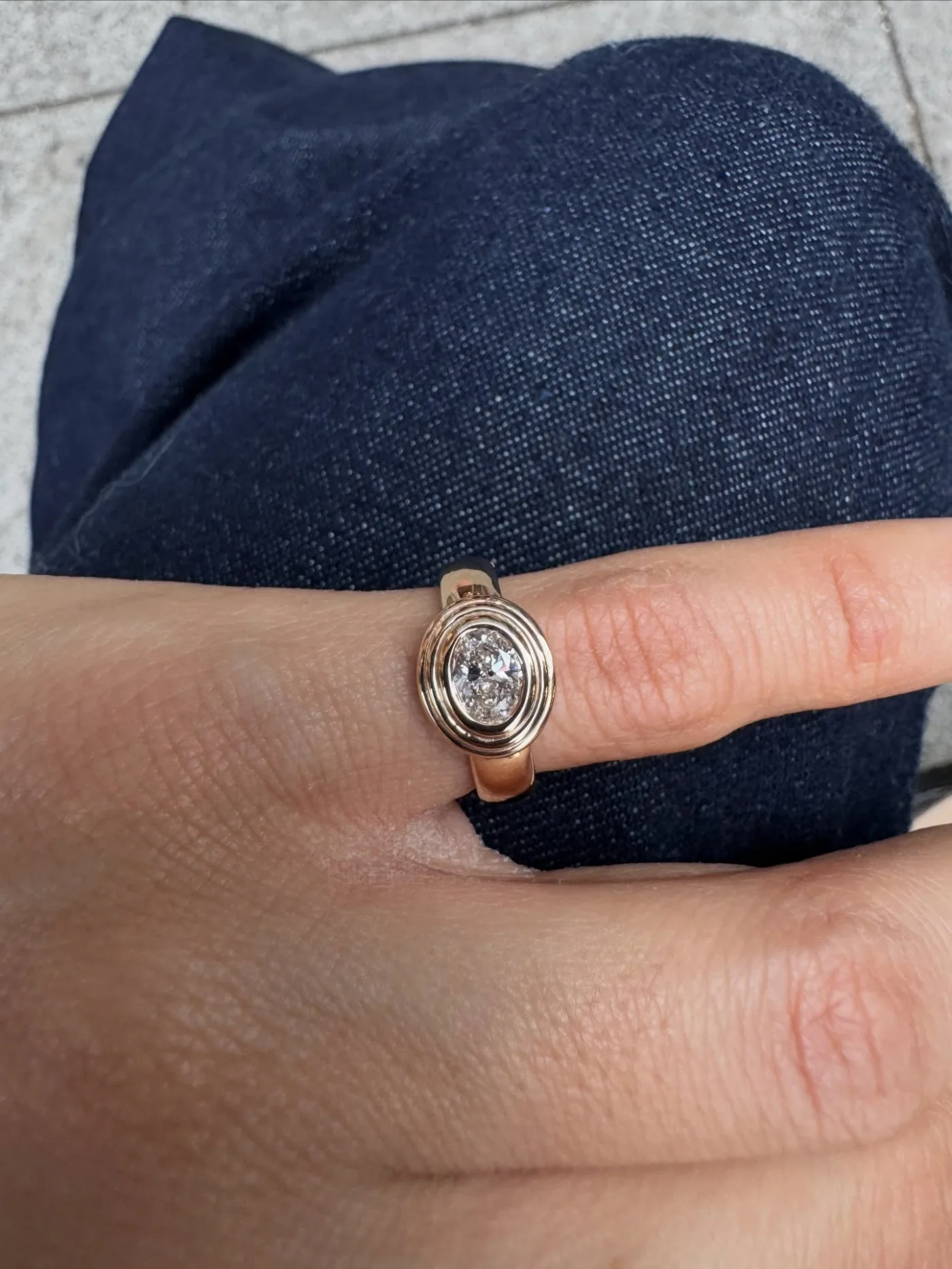 Gold signet ring, worn